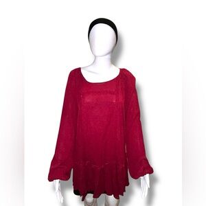 NWT Maurices • Peasant Top, Flowy Tunic, Red, XL